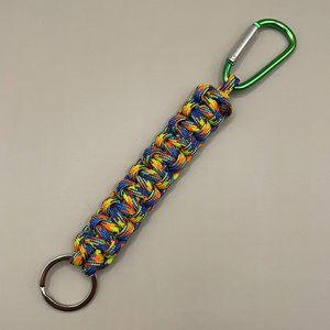 Bright Neon Multi-Colored 550 Paracord keychain with Carabiner clip and keyring